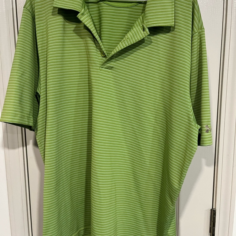Under Armour Light Green Striped Polo Shirt